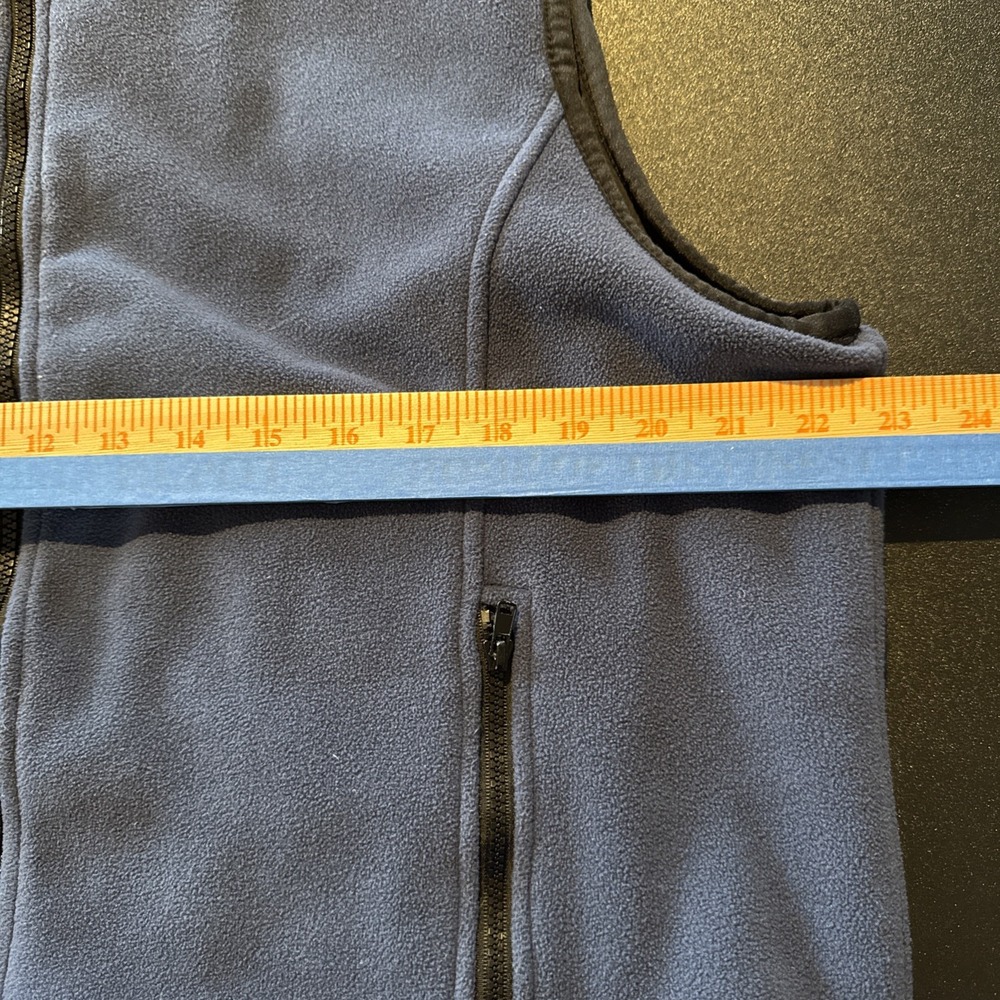 COACO New York Reversible Vest Womens Large Blue Fleece - Black 100% Silk Zips - Picture 5 of 6